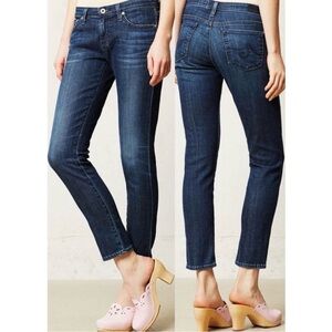 AG Adriano Goldschmied Stevie Ankle Slim Straight Leg Jeans Dark Blue USA 28